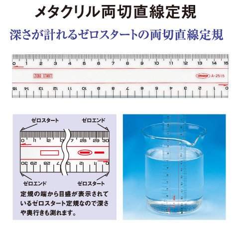 メタクリル両切直線定規15cm