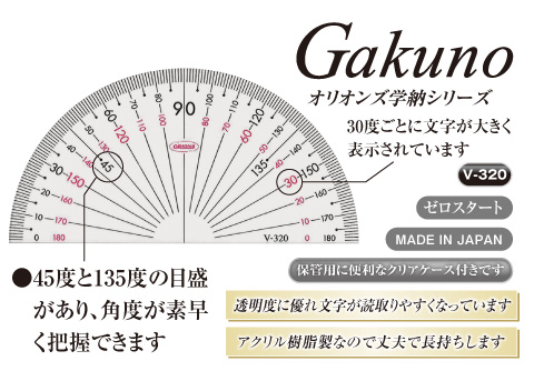 GAKUNOアクリル分度器9cm