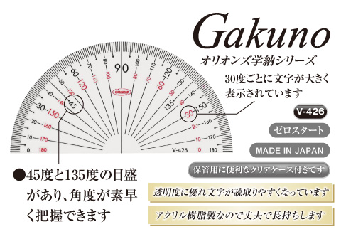 GAKUNOアクリル分度器12cm